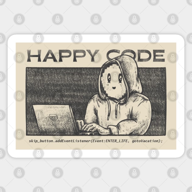 Hacker - Happy Code Sticker by Wibisini